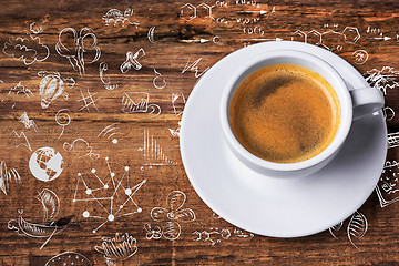 Image showing Coffee cup on a wooden table