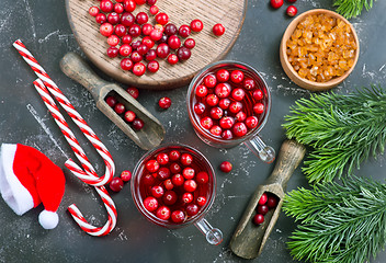 Image showing cranberry drink and berries