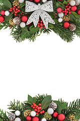 Image showing Christmas Flora with Silver Bow Border