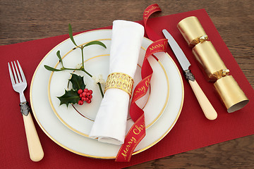 Image showing Decorative Christmas Table Setting