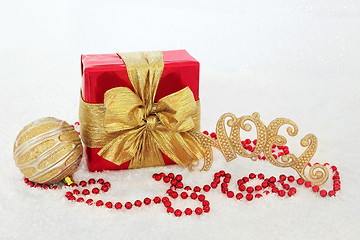 Image showing Gift Box and Decorations