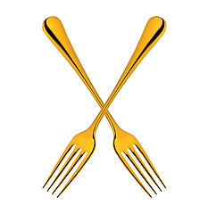 Image showing golden forks crossed