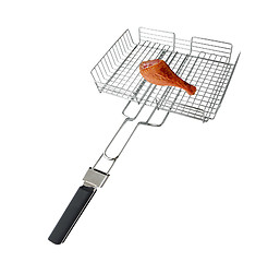 Image showing Grilling basket with chicken meet isolated