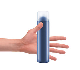 Image showing Male white hand holding plastic bottle