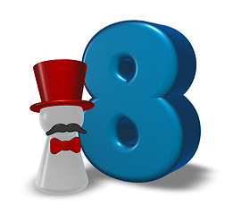 Image showing number eight and pawn with hat and beard - 3d rendering