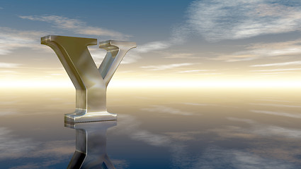 Image showing metal uppercase letter y under cloudy sky - 3d rendering