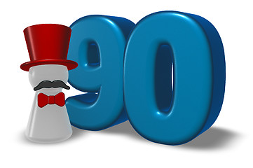 Image showing number ninety and pawn with hat and beard - 3d rendering