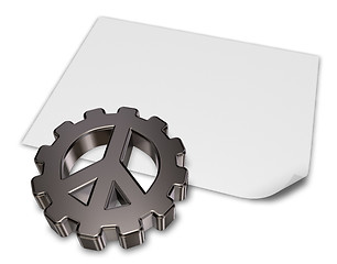 Image showing pacific symbol in gear wheel on blank white paper sheet - 3dillustration