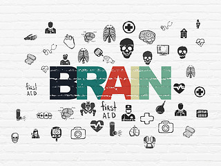 Image showing Medicine concept: Brain on wall background