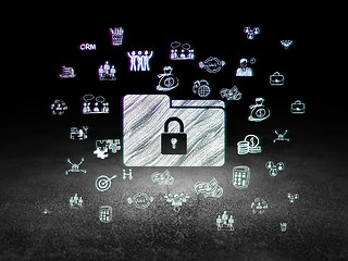 Image showing Business concept: Folder With Lock in grunge dark room