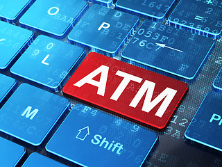 Image showing Money concept: ATM on computer keyboard background
