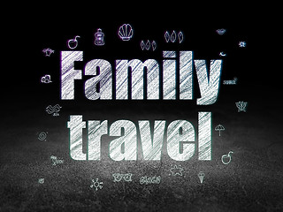 Image showing Vacation concept: Family Travel in grunge dark room