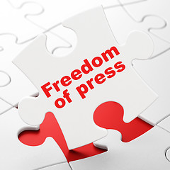 Image showing Politics concept: Freedom Of Press on puzzle background