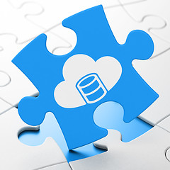 Image showing Programming concept: Database With Cloud on puzzle background