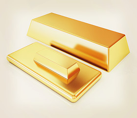 Image showing gold bars. 3D illustration. Vintage style.