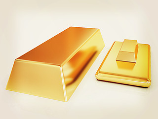 Image showing gold bars. 3D illustration. Vintage style.