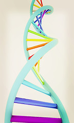 Image showing DNA structure model on white. 3D illustration. Vintage style.