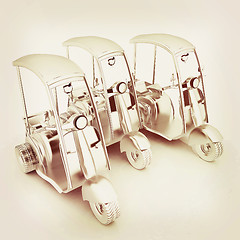 Image showing scooters. 3D illustration. Vintage style.