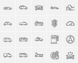 Image showing Transportation sketch icon set.