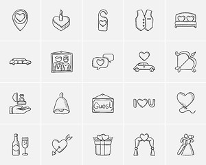 Image showing Wedding sketch icon set.