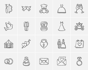 Image showing Wedding sketch icon set.