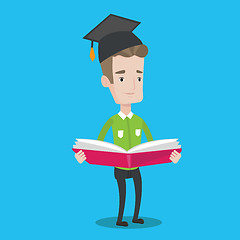 Image showing Graduate with book in hands vector illustration.