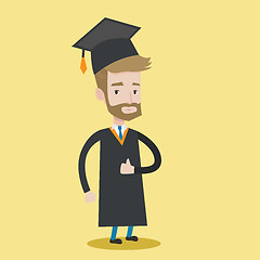 Image showing Graduate giving thumb up vector illustration.