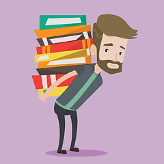 Image showing Student with pile of books vector illustration.