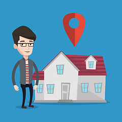 Image showing Realtor on background of house with map pointer.