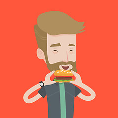 Image showing Man eating hamburger vector illustration.