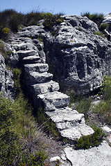 Image showing natural set of stairs or steps at the top of table mountain