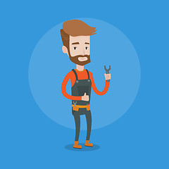 Image showing Repairman holding spanner vector illustration.