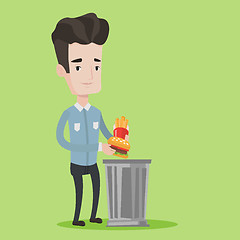 Image showing Man throwing junk food vector illustration.