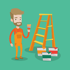 Image showing Painter with paint brush vector illustration.