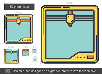 Image showing Three D printer line icon.