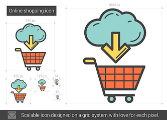 Image showing Online shopping line icon.