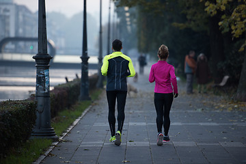 Image showing young  couple jogging