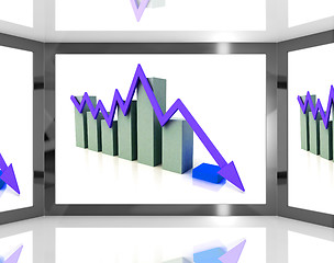 Image showing Falling Arrow On Screen Showing Decreasing Financial Chart