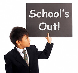 Image showing School\'s Out Sign Shows Holiday From Classes