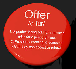 Image showing Offer Definition Button Showing Discounts Reductions Or Sales