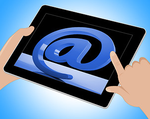 Image showing At Sign Mean Email Correspondence on Web Tablet