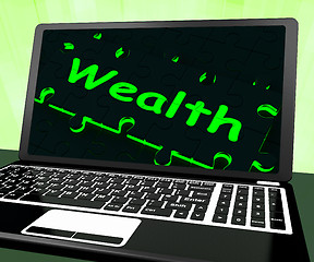 Image showing Wealth On Laptop Shows Abundance