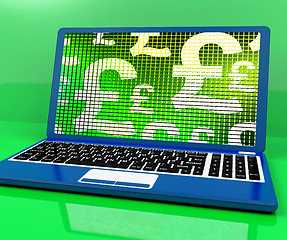 Image showing Pound Symbols On Computer Showing Money And Investment