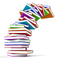 Image showing Stack Of Colorful Falling Books Representing Learning And Educat