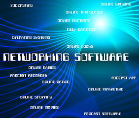 Image showing Networking Software Represents Shareware Online And Internet