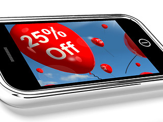 Image showing Mobile With 25% Off Sale Promotion Balloons