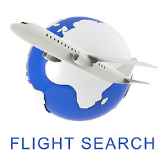 Image showing Flight Search Shows Gathering Data And Air 3d Rendering