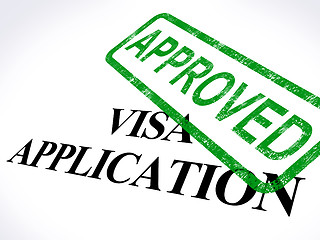 Image showing Visa Application Approved Stamp Shows Entry Admission Authorized