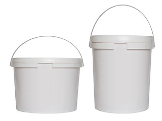 Image showing Two white plastic buckets