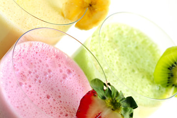 Image showing Assorted fruit smoothies